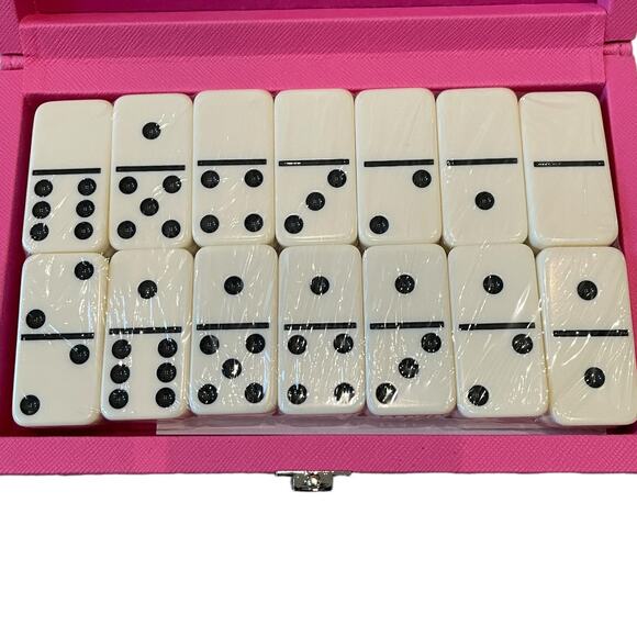 BROUK & CO Ellen Dominoes Travel Set in Posh Hot Pink Vegan Leather NEW In Box - Picture 6 of 10